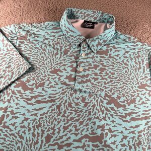 Sunday Swagger Polo Shirt Mens 2XL Turquoise Gray Abstract Print NWOT